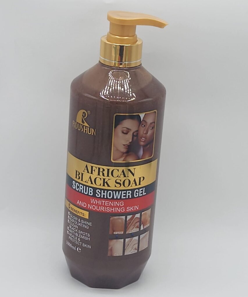 ROUSHUN AFRICAN BLACK SOAP SCRUB SHOWER GEL GEL DOUCHE GOMMANT 1000ML